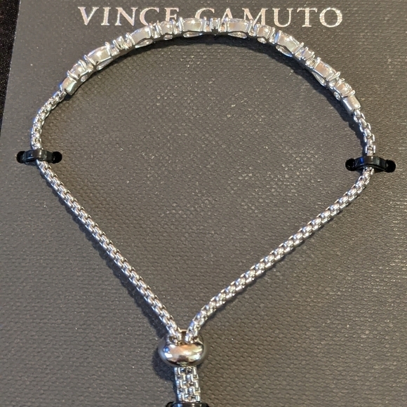 NEW Vince Camuto Genuine CZ Silvertone Slider Adjustable Bracelet - Picture 3 of 6